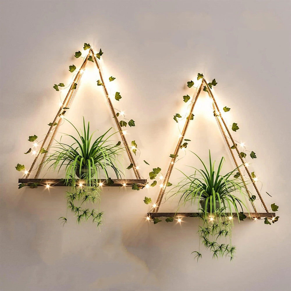 Wisząca półka z sztuczną bluszczem i oświetleniem LED-Strip
