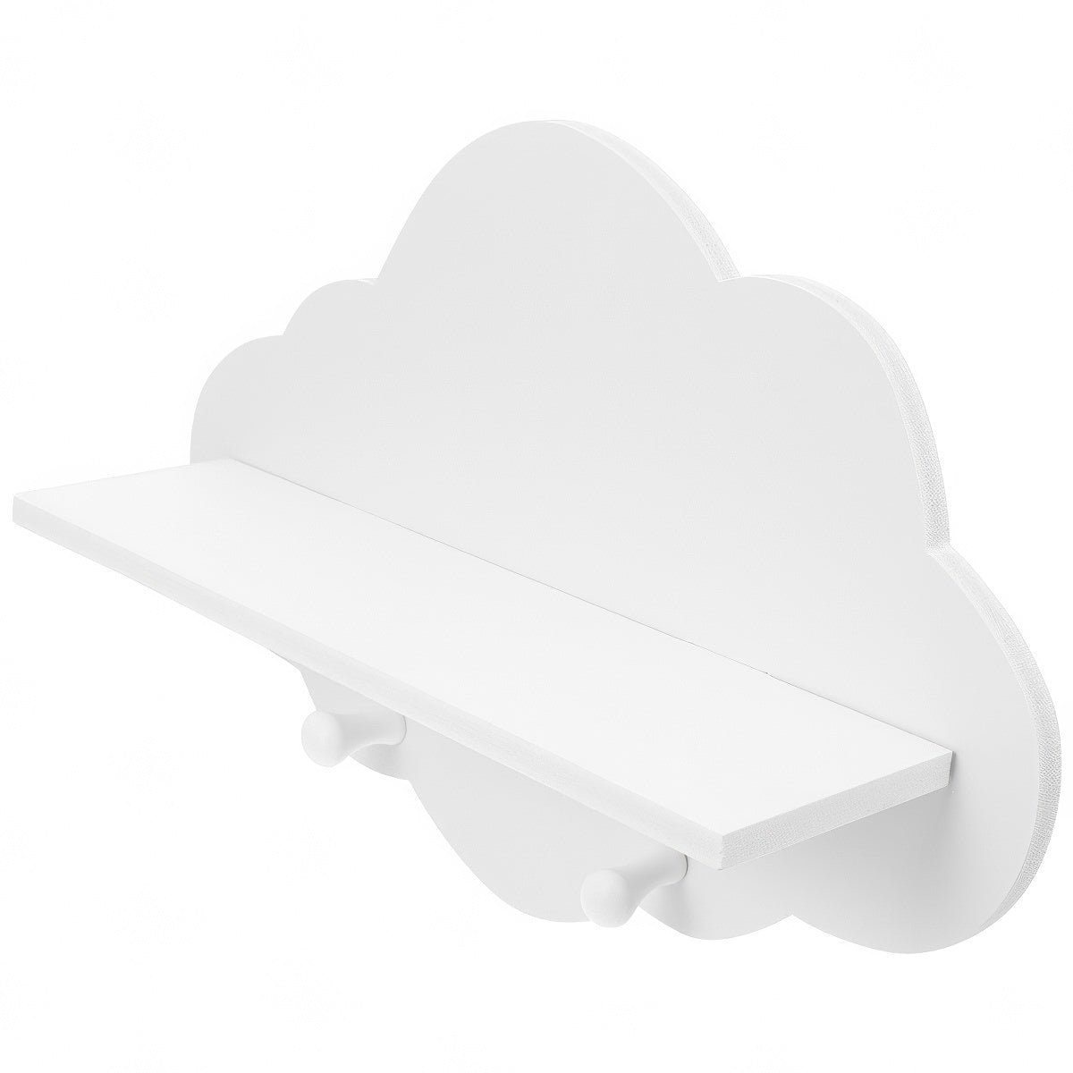 Biała półka ścienna Cloud z haczykami